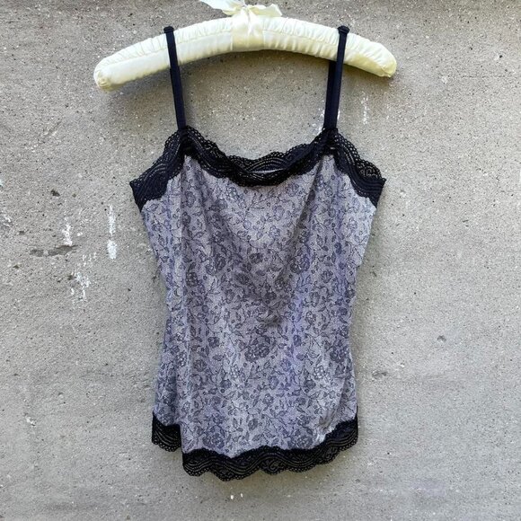 Ann Taylor Lacy Grey Paisley-Print Tank Top - Picture 2 of 7